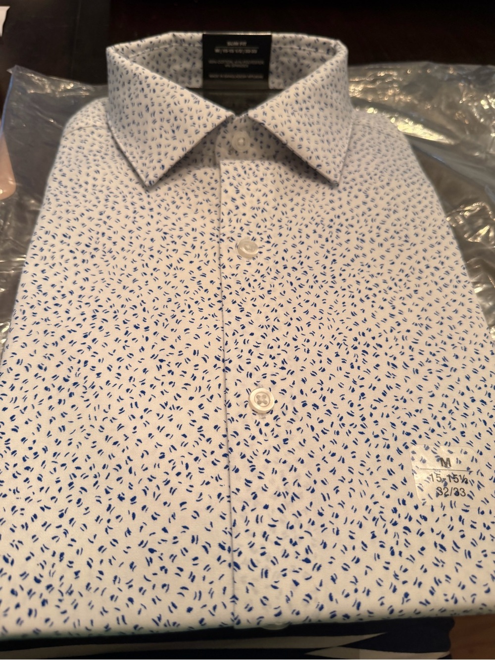 Alfani White Shirt with Blue Micro Motif